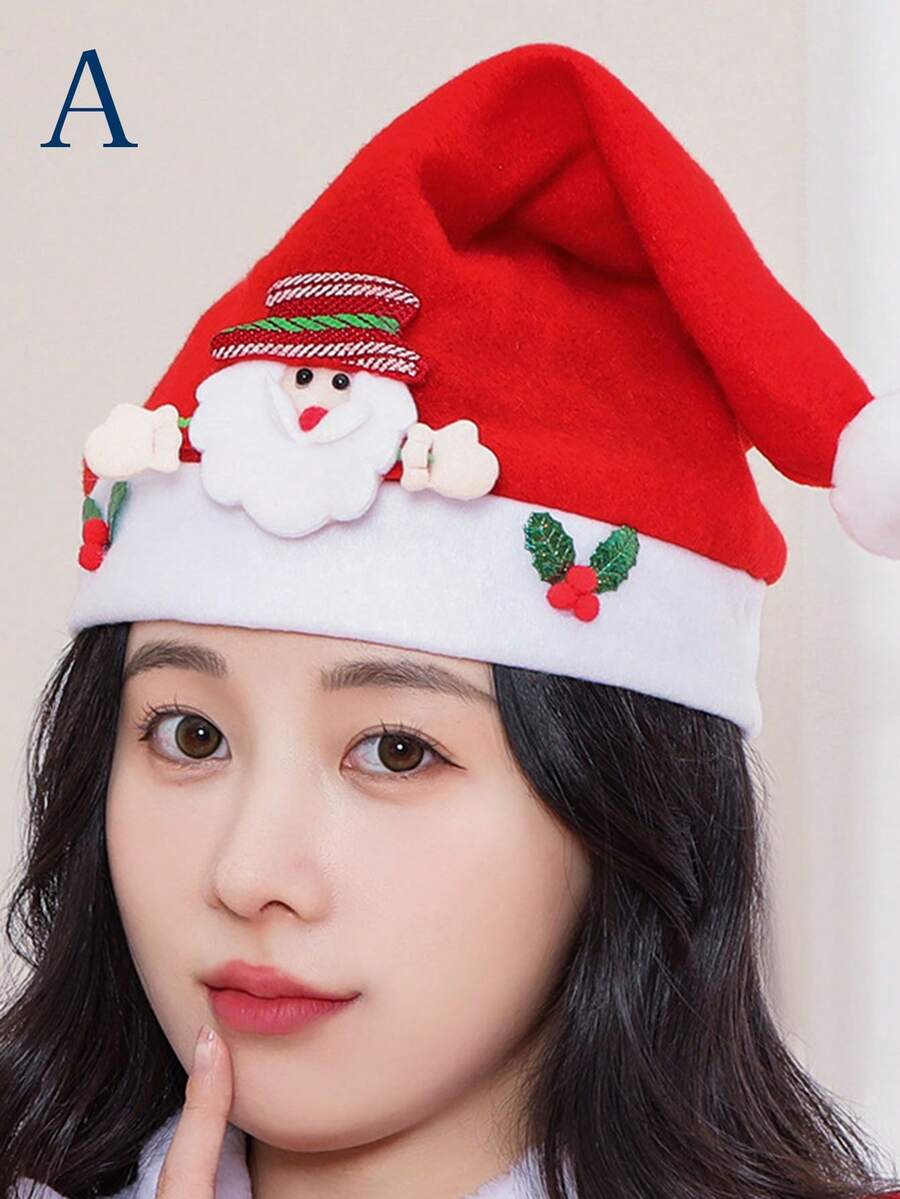 1 件聖誕帽子裝飾 Diy 成人和兒童頭飾,老年帽子裝扮裝飾 - 彩色 - 查看 1