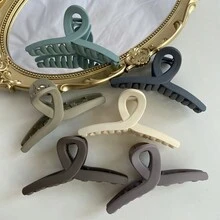 1入組優雅啞面交叉髮夾，適用於女孩，大尺寸，髮夾形狀，後腦勺夾