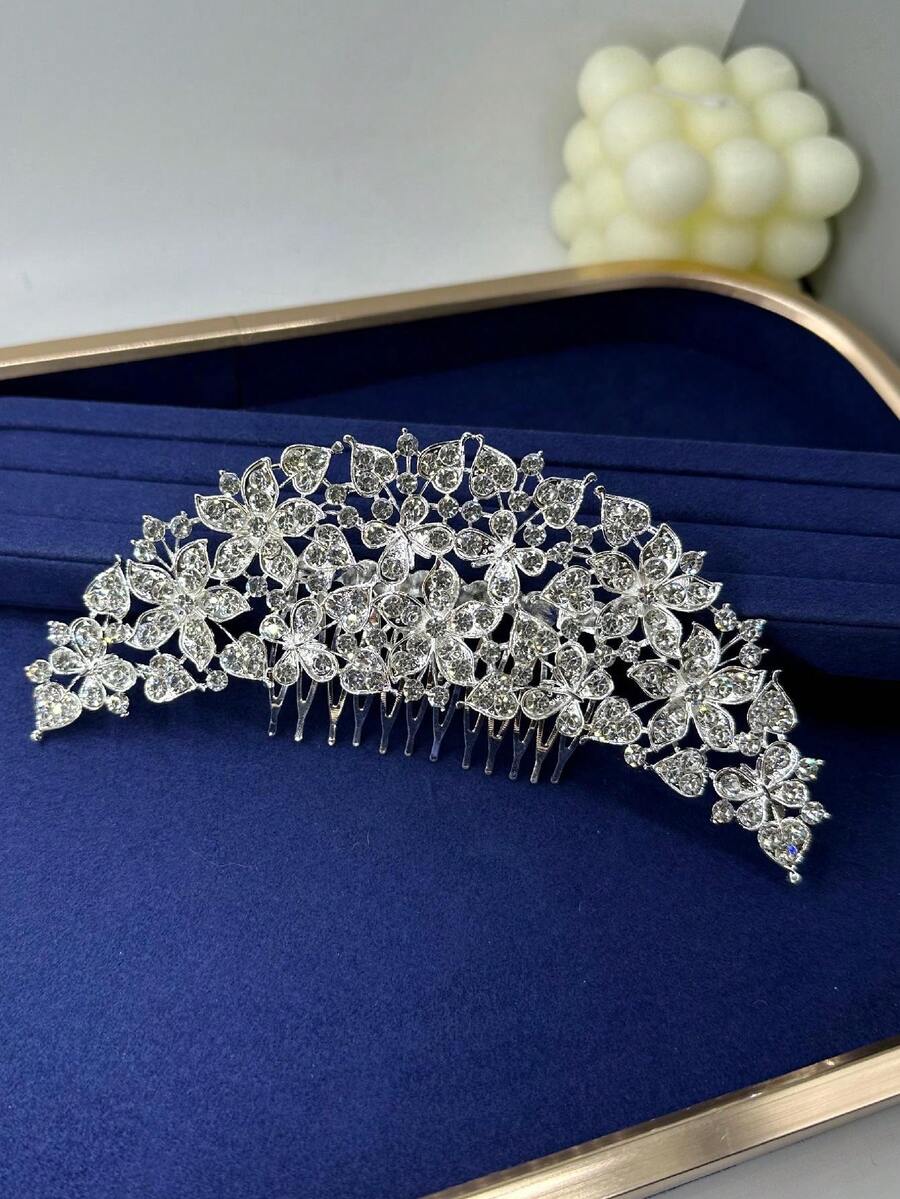 1入組女士銀色花蝴蝶形優雅公主合金髮梳,適用於婚禮、派對、節日和18歲生日慶祝