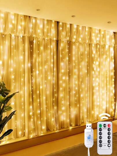 Luci a filo stringa a LED, 8 modalità di illuminazione con telecomando, luci fatate alimentate a USB, impermeabili, adatte per Natale, matrimonio, festa, casa, giardino, camera da letto, decorazione da parete