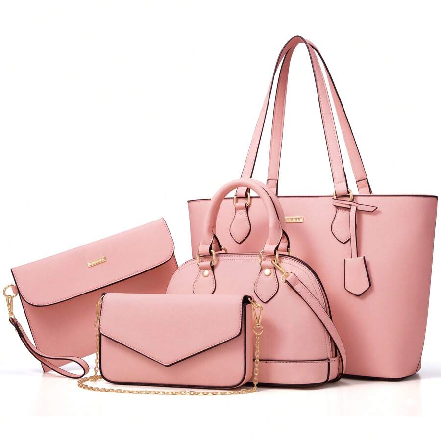 UKEIN Handbag Set, Purse Sets For Women, Tote Bag 4 Pcs, Fashion Purse Sets Women's Handbags The Tote Bag Handbags Sets - 粉色 - 查看 1