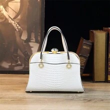 LUCY S HANDBAG 優雅精致鱷魚紋女士手提包，豪華鑲有鑽石的手包及肩背雙用女士手袋 - 白色 - 查看 2