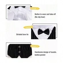 Perro Mascota Ropa A Rayas Traje De Perro Pequeño - Negro - Ver 3