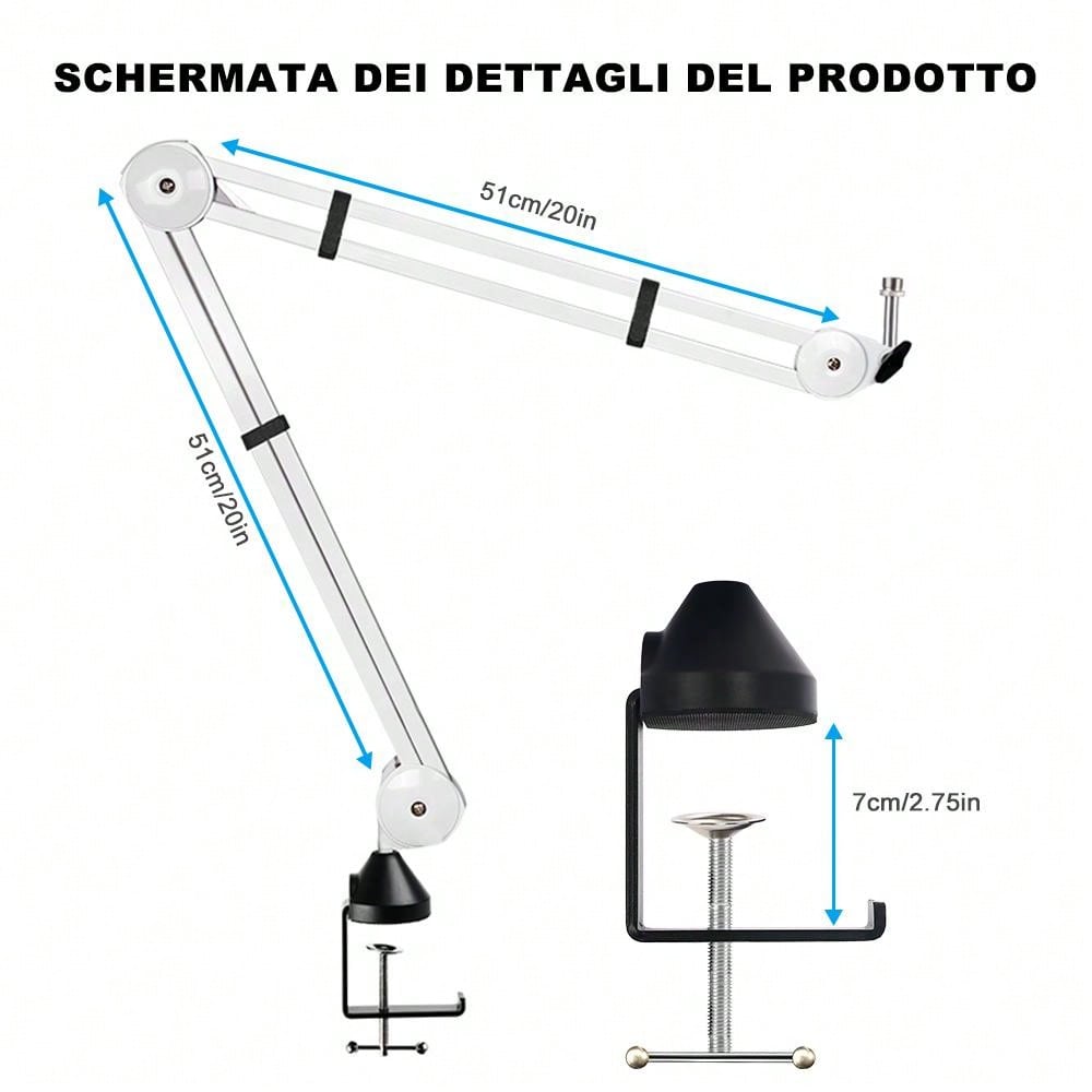 Bomage Microphone Boom Arm Stand With Desk Clamp For Studio, Adjustable Suspension Scissor Arm