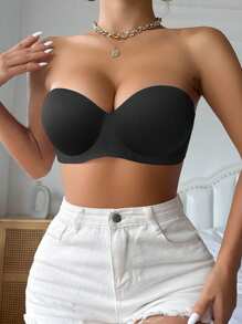 2pcs/Set Seamless Strapless Bra, Push Up & Anti-Slip Design To Prevent Sagging And Bulges, Invisible For Wedding Dress, Lingerie