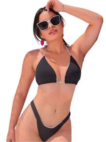 Women Two-piece Outfits - màu đen - Xem 1