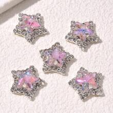 5 Kẹp tóc hình ngôi sao năm cánh bằng hợp kim nhiều màu sắc dễ thương đính đá Rhinestone dùng cho trang phục hàng ngày của phụ nữ Phụ kiện tóc tự làm - Nhiều màu - Xem 5