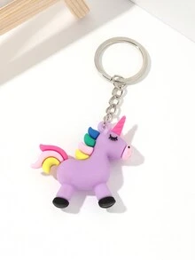 Cute Purple Cartoon Unicorn Keychain For Women - Multicolor - View 4