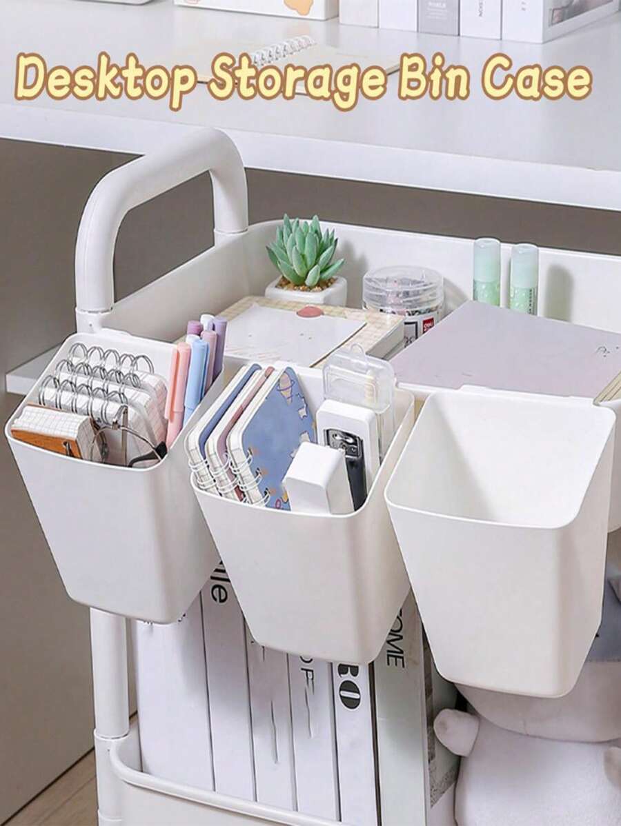 1pc Storage Bin Case Basket Waterproof Space-Saving Strong Load Bearing Mini Hanging Plastic Desktop Kitchen Supplies - White - View 1