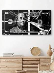 1 Pieza De Impresión En Lienzo, Póster De Decoración De Pared Inspirador, Arte De Lienzo Resistente Al Agua Para Pintura De Pared De Billete De Dólar Abstracto Negro De 100, Regalos De Lienzo, Imagen De Arte De Pared, Muy Adecuado Para La Decoración De La Casa En La Sala De Estar, Dormitorio, Oficina Y Familia - Sin Marco