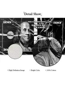 1 Pieza De Impresión En Lienzo, Póster De Decoración De Pared Inspirador, Arte De Lienzo Resistente Al Agua Para Pintura De Pared De Billete De Dólar Abstracto Negro De 100, Regalos De Lienzo, Imagen De Arte De Pared, Muy Adecuado Para La Decoración De La Casa En La Sala De Estar, Dormitorio, Oficina Y Familia - Sin Marco