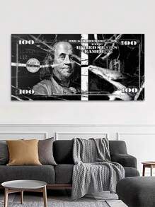 1 Pieza De Impresión En Lienzo, Póster De Decoración De Pared Inspirador, Arte De Lienzo Resistente Al Agua Para Pintura De Pared De Billete De Dólar Abstracto Negro De 100, Regalos De Lienzo, Imagen De Arte De Pared, Muy Adecuado Para La Decoración De La Casa En La Sala De Estar, Dormitorio, Oficina Y Familia - Sin Marco