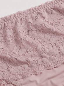 3入組女性大碼蕾絲高腰三角褲,有花卉圖案,浪漫極簡,適用於日常穿著 - 彩色 - 查看 5