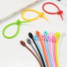 10 件 230 毫米彩色矽膠紮繩,適用於 Diy 珠寶製作、鑰匙圈、攜帶裝飾品和電線整理 - 彩色 - 查看 1