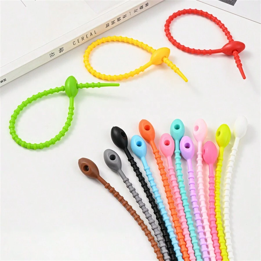 10 件 230 毫米彩色矽膠紮繩,適用於 Diy 珠寶製作、鑰匙圈、攜帶裝飾品和電線整理 - 彩色 - 查看 1