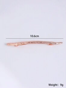 Women's Hair Accessory Metallic Delicate Drawbench Finish Horizontal Barrette With Lovely And Elegant Spring Clip - Rose Gold - View 3