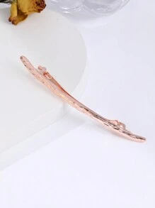 Women's Hair Accessory Metallic Delicate Drawbench Finish Horizontal Barrette With Lovely And Elegant Spring Clip - Rose Gold - View 4