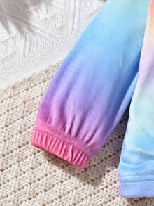 Trẻ sơ sinh Cô gái Đáng yêu Thoải mái Cầu vồng Có màu sắc Lông tơ Ngắn Áo nỉ có mũ Và Quần Bộ Với In thư - Nhiều màu - Xem 4