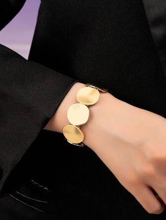 1 st. Fashionabel Guldtonad Elastisk Armband