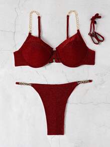 Women Bikini Sets - 紅色 - 查看 2