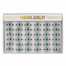 Fashionable Elegant Oval Shaped Decorated Ladies' Ring, Cold-Tone Style, Exquisite Design For Index Finger - Green - View 9