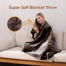 Electric Heated Blanket Throw, Super Soft Flannel 50" x 60" Heating Throw with 3 Fast Heating Levels & 4 Hours Auto Off, Machine Washable, ETL&FCC Certification, Home Office Use