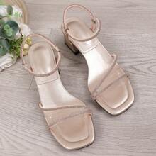 Của phụ nữ Pha lê Dày Gót chân Dép xăng đan , Thích hợp Cho mùa xuân , Mùa hè Và Mùa thu , Hoàn hảo Đối với Phù dâu Và Đúng mốt Dịp , Chóp giầy mở ra Giày dép - Vàng - Xem 1