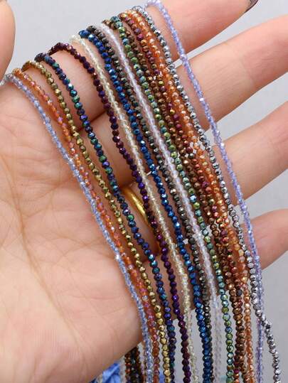 10 Strand Faceted Natural Stone Beads 2mm 3mm Crystal Colour Plated Loose Spacer Beads For Jewellery Making DIY Necklace Bracelet Earrings Accessories Beading Length 38 Cm