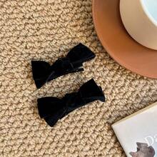 2 件裝女式天鵝絨蝴蝶結髮夾 - 公主風格髮夾,可愛蝴蝶形狀,韓國街頭時尚,適合約會、派對或其他場合,顯得優雅精緻