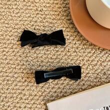 2 件裝女式天鵝絨蝴蝶結髮夾 - 公主風格髮夾,可愛蝴蝶形狀,韓國街頭時尚,適合約會、派對或其他場合,顯得優雅精緻