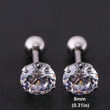1 Par De Pendientes De Acero Inoxidable Plateado Y Circonio Cúbico De Moda Para Hombres Y Mujeres, Pendientes Suaves Y Cómodos De Bola Redonda Retorcida De 4 Garras Para El Hueso De La Oreja, Se Pueden Usar Mientras Duermen Y Nadan, No Es Necesario Quitárselos, Plateados, 3 Mm/4 Mm/5 Mm/6 Mm/7 Mm/8 Mm