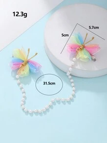 2 pièces Pinces à cheveux avec papillon coloré et faux perles, conviennent pour un port quotidien pour filles