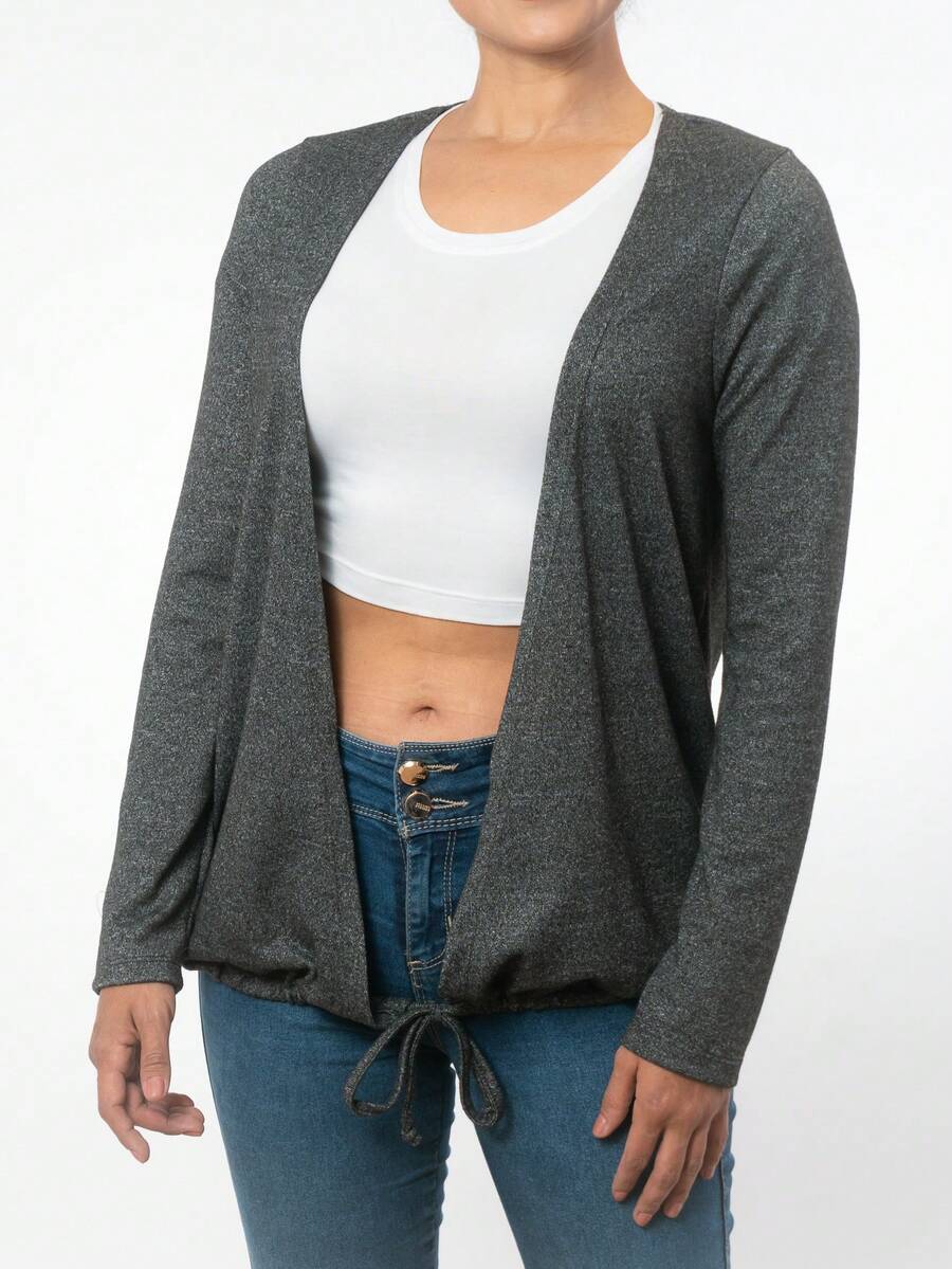 TE AMOMO Tunica Casual Con Frente Abierto Jareta Ajustadora - Gris Oscuro - Ver 1