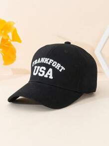 1pc Unisex Frankfurt City Name English Letter Embroidered Baseball Cap, Designed By Exclusive Designer For Daily Commute Wear, Perfect For Work, School, Date - Dark Grey - View 2