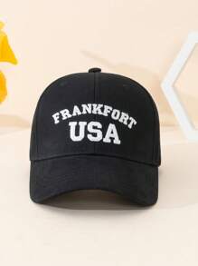 1pc Unisex Frankfurt City Name English Letter Embroidered Baseball Cap, Designed By Exclusive Designer For Daily Commute Wear, Perfect For Work, School, Date - Dark Grey - View 3
