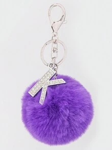 1 Miếng Đính kim cương Lá thư Chữ cái Trái bóng Móc chìa khóa Ô tô/xe hơi Vật rủ xuống Điện thoại di động Đồ treo - Màu tím - Xem 4