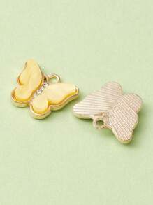 10入組混色鋅合金丙烯酸鑲嵌蝴蝶吊墜,適用於diy珠寶製作,適用於耳環、手鏈、項鍊