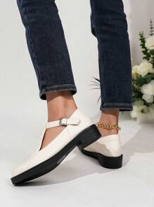 2023 秋冬法式馬莎珍妮女鞋,復古文藝風格 - 白色 - 查看 4