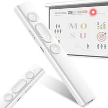 Presentador Láser Inalámbrico, Recargable de Presentación PowerPoint, Presentador Inalámbrico con USB, para Presentación PPT, Hipervínculo, Música, Control de Películas - Blanco - Ver 1