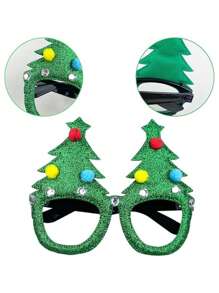 12 件装圣诞眼镜闪光眼镜框服装配饰圣诞装饰派对礼品圣诞袜派对用品 - 彩色 - 查看 3