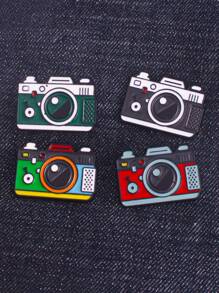 4pcs Cartoon Zinc Alloy Simple Camera Shaped Brooch Pin, Suitable For Daily Outfits Of Men And Women
