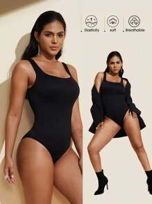 1件女士無縫修身背心連體褲，控制腹部