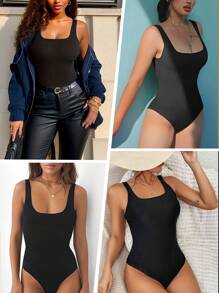 1件女士無縫修身背心連體褲，控制腹部