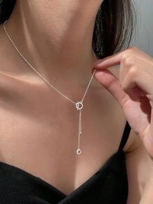 1條圓形流蘇白金s925純銀項鏈 - 彩色 - 查看 3