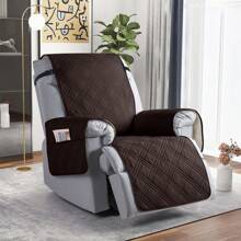 1/2/3 Seat Waterproof Recliner Sofa Cover, Non Slip Recliner Chair Covers, Washable Reclining Couch Cover Outdoor Cushion Covers Garden Furniture Protector With Elastic Straps Pocket For Pets, Cats, Dogs Coffee Brown - 咖啡棕 - 查看 4