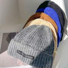 1個大頭圍灰色針織帽,女性用柔軟厚實的冬季帽,適用於秋冬季節 - 灰色 - 查看 8