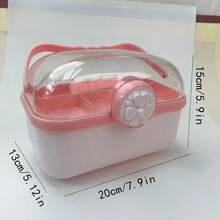 A pink storage box, cute cartoon ventilation plastic material storage box children hand material storage home accessories storage box layered storage box hair clip rubber band storage box small items storage - pink and white - View 2