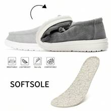 Mens Slip-On Loafers Walking Shoes - Casual Men Boat Shoes Canvas Lightweight Softsole Comfortable Walking Shoes - Light Grey - View 6