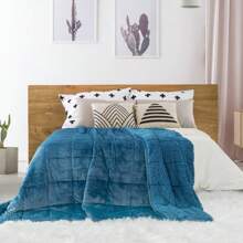 Warm Weighted Blanket, Fleece Sherpa Flannel Throw Heavy Blanket With 7-Layer Design - 霧霾藍 - 查看 5