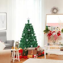 Prelit Fiber Optic Christmas Tree with Warm White Lights - Green - View 2